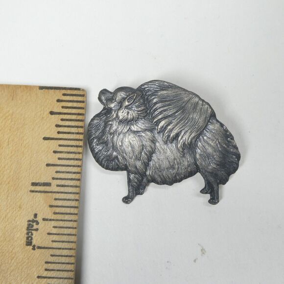 Pomeranian Dog Pin Vintage Silvertone Metal Kenart England Brooch - Picture 5 of 8
